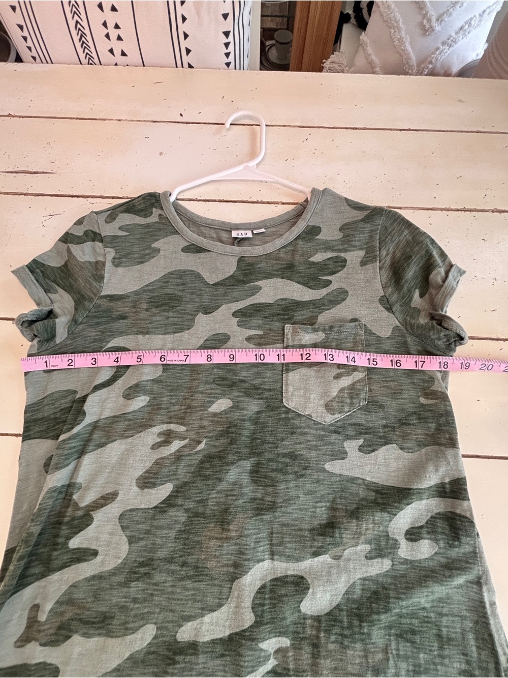 GAP Camouflage T-Shirt Dress Women’s Medium Green Short Sleeve Cotton Slub - Picture 7 of 8